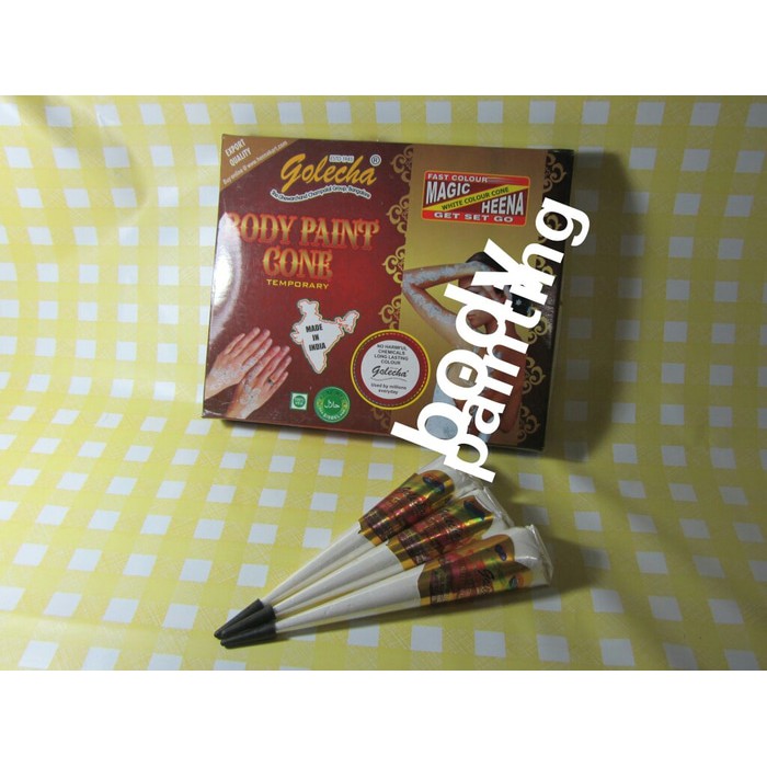 

HENNA GOLECHA WHITE BODY PAITING CONE PUTIH