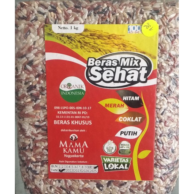 

Beras Organik Mix Merah, Putih, Hitam dan Coklat Mama Kamu 1Kg