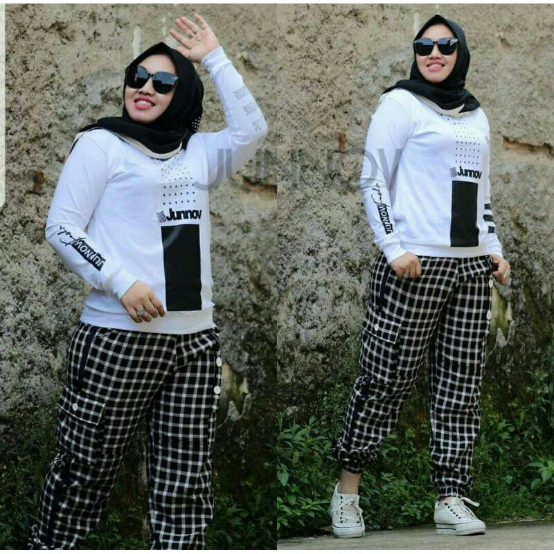 RM JUNOV SET BLOUSE BAHAN BABYTERY GOOD QUALITY LD 110 PJG BAJU 65CM+ JOGER BAHAN KATUN LINEN