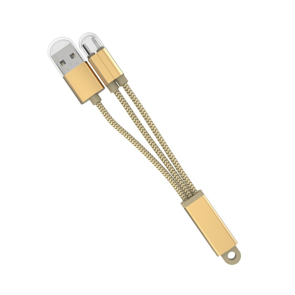 Kabel Charger USB 2 In 1 Micro &amp; Lightning  LC89 Kabel Casan Micro / Lightning/ CABLE LDNIO 2 IN 1 L