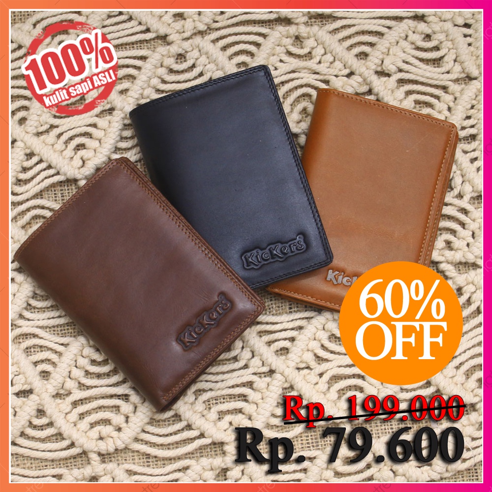 DOMPET LIPAT PRIA KULIT ASLI ORIGINAL KICKERS WALLET PREMIUM AMAN 16 SLOT KARTU KEREN TERBARU