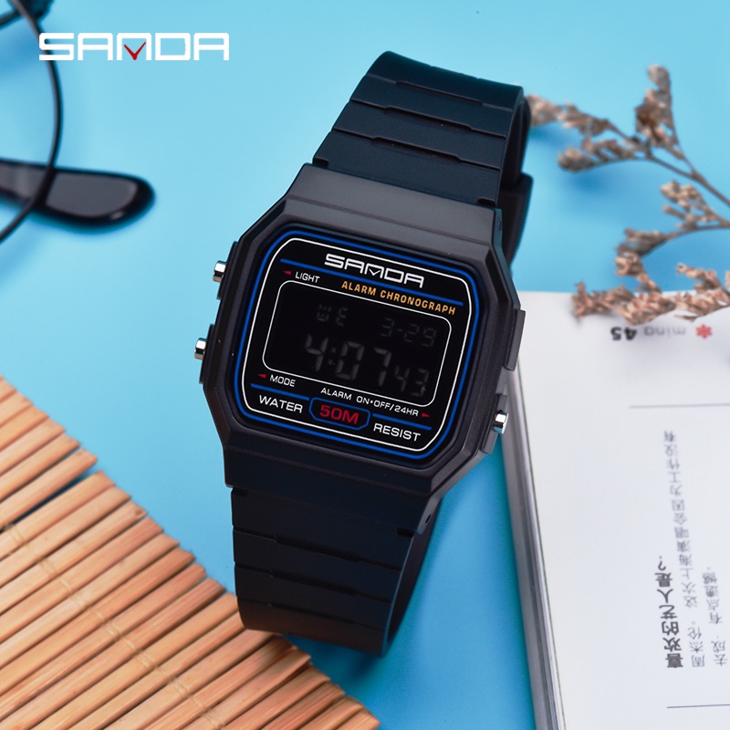 SANDA 391 Jam Tangan Wanita Digital Tali Rubber Shockproof Anti Air WATCHKITE WKOS