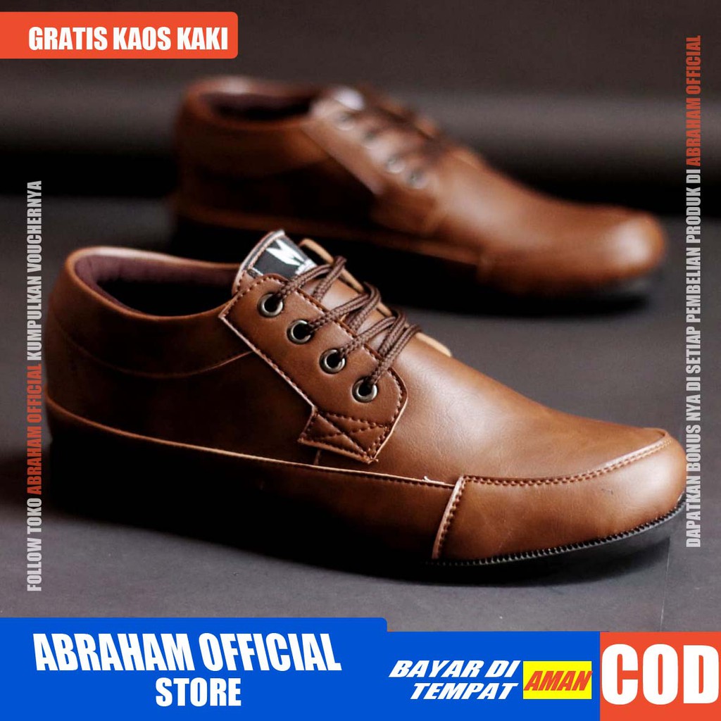 ABRHM x PILERI Sepatu Kasual Pria Sepatu Casual Kulit Pu Sepatu Pria Casual Cowok/Cowo Sepatu Kerja Kantor Semi Formal Anti Slip Kuliah Kondangan Gaya keren Kekinian Murah Terlaris