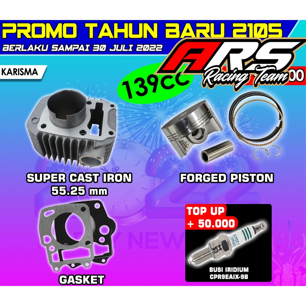 BLOK PISTON BRT KARISMA SUPRA X 125 55,25 MM 139CC KPH - BLOK CASTING IRON & PISTON FORGED BRT