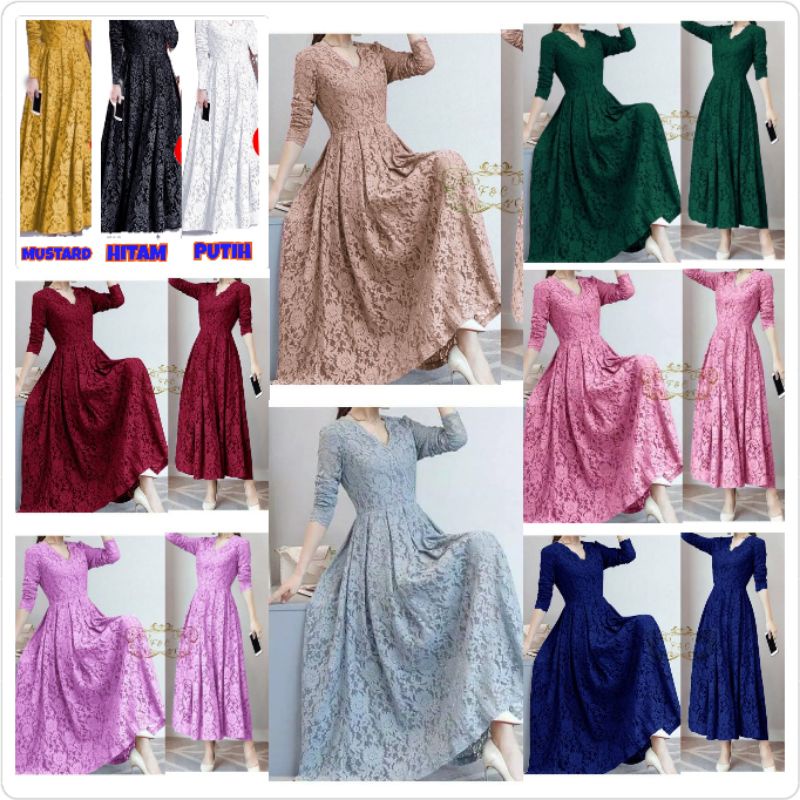 maxi cassie LONGDRESS BRUKAT MURAH DRESS PANJANG BRUKAT ungu Lilac Dress brukat super jumbo LD110CM 