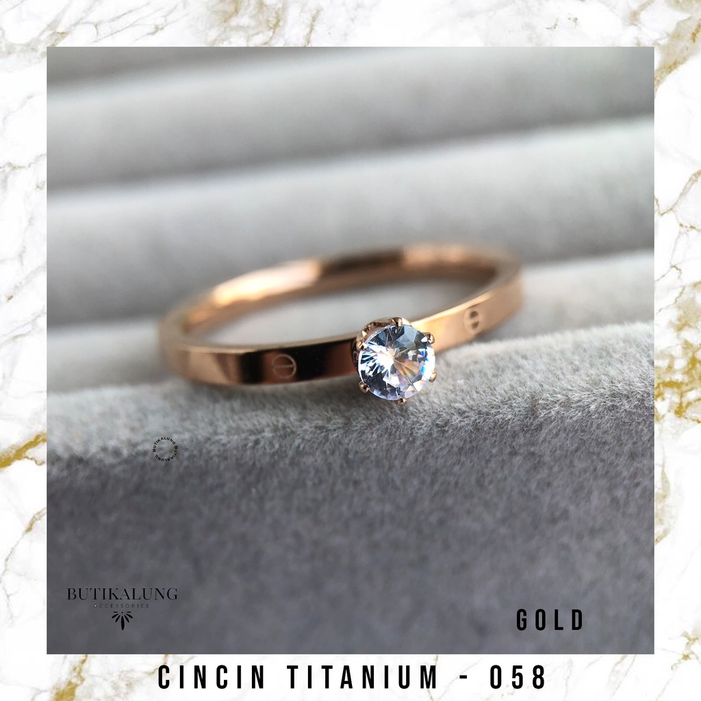 CHARLOTTE - Cincin Tunangan Cincin Emas Ring Titanium Lapis Emas Stainless Steel Anti Karat 058