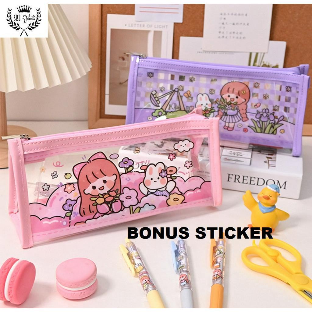 Tempat pensil Kotak Pensil anak cewek waterproof Tulips Girl BONUS STICKER