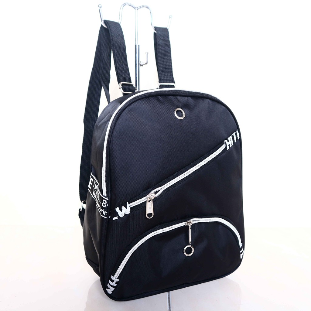 Tas Ransel Cewek Backpack Hangout Imut Motif Hitam Fashionable