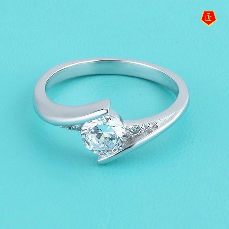 [Ready Stock]Moissanite Silver Ring Korean Fashion Simple