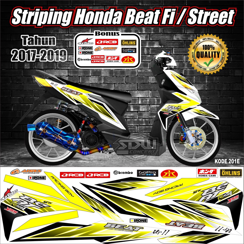 Striping Beat 2017-2019  Stiker Lis Motor Beat Variasi kode 201