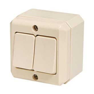 Saklar Engkel Broco Ob 2 Segi Double Switch Outbow Tempel - Cream