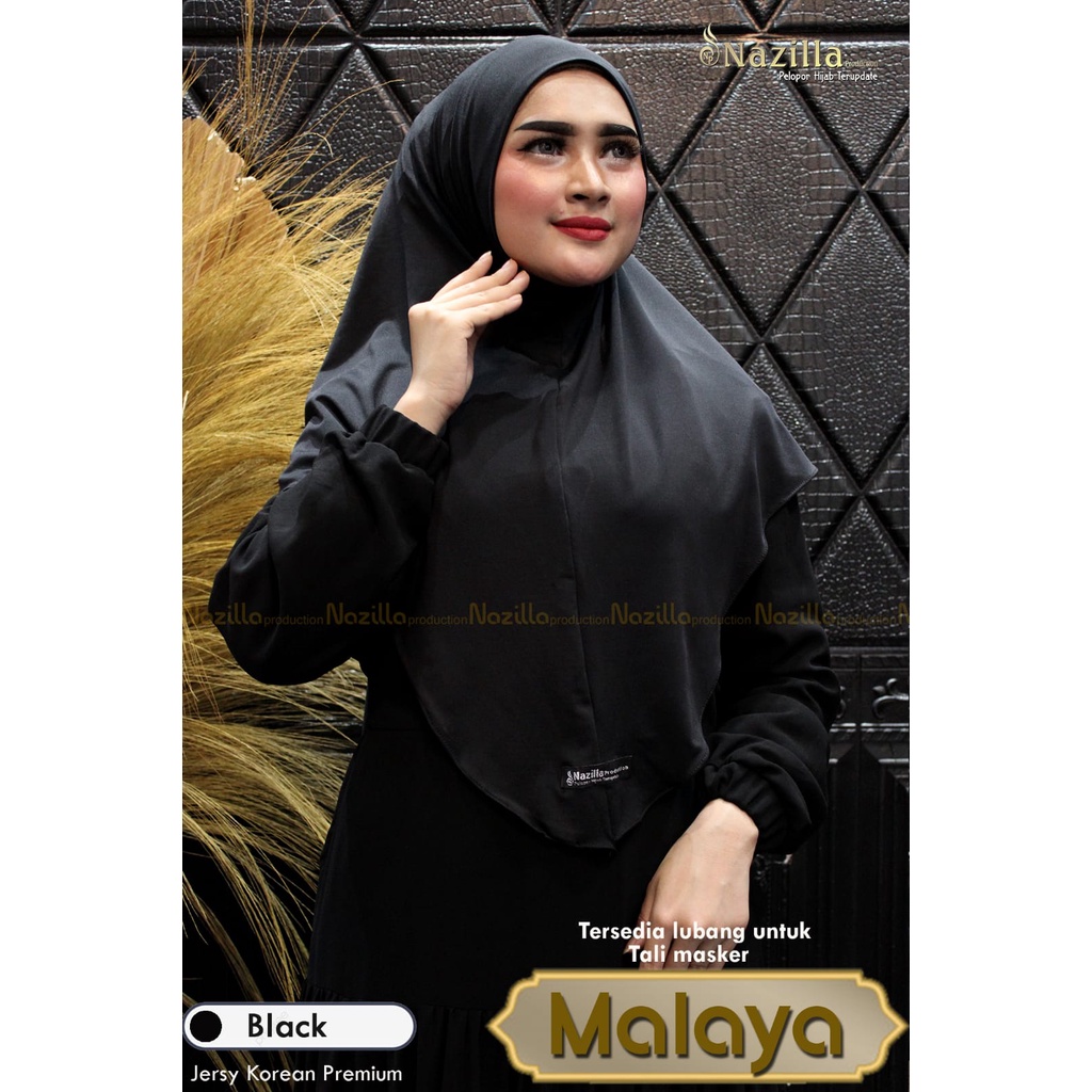 Hijab Simpel Malaya ada lubang telinga untuk masker Original Nazzila-1