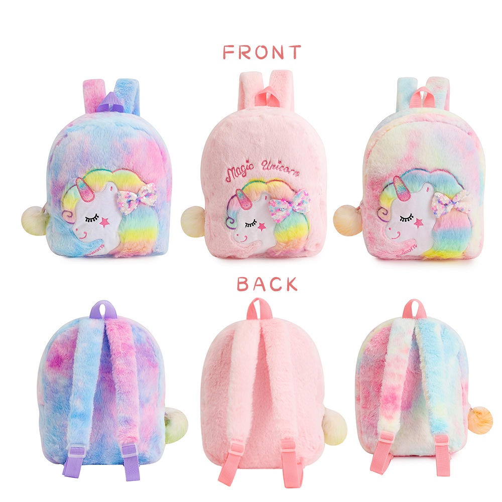 Tas ransel unicorn bulu pompom import tas sekolah unicorn anak paud TK tas bulu unicorn kado ultah anak perempuan TAS BLINGBERRY IMPORT TAS BLINGBERRY GROSIR