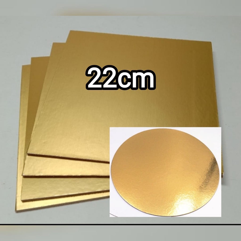 

tatakan alas kue tart kotak bulat gold 22cm