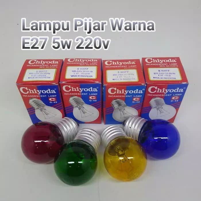 Chiyoda Dop Pijar 5W 5 Watt / Lampu Pijar Panas Lampu Hias Dekorasi MERAH BIRU KUNING HIJAU