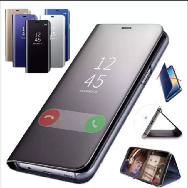 CASE Filp Miror kaca Clear View Samsung A9 2018 A6 plus 2018 CASING SARUNG