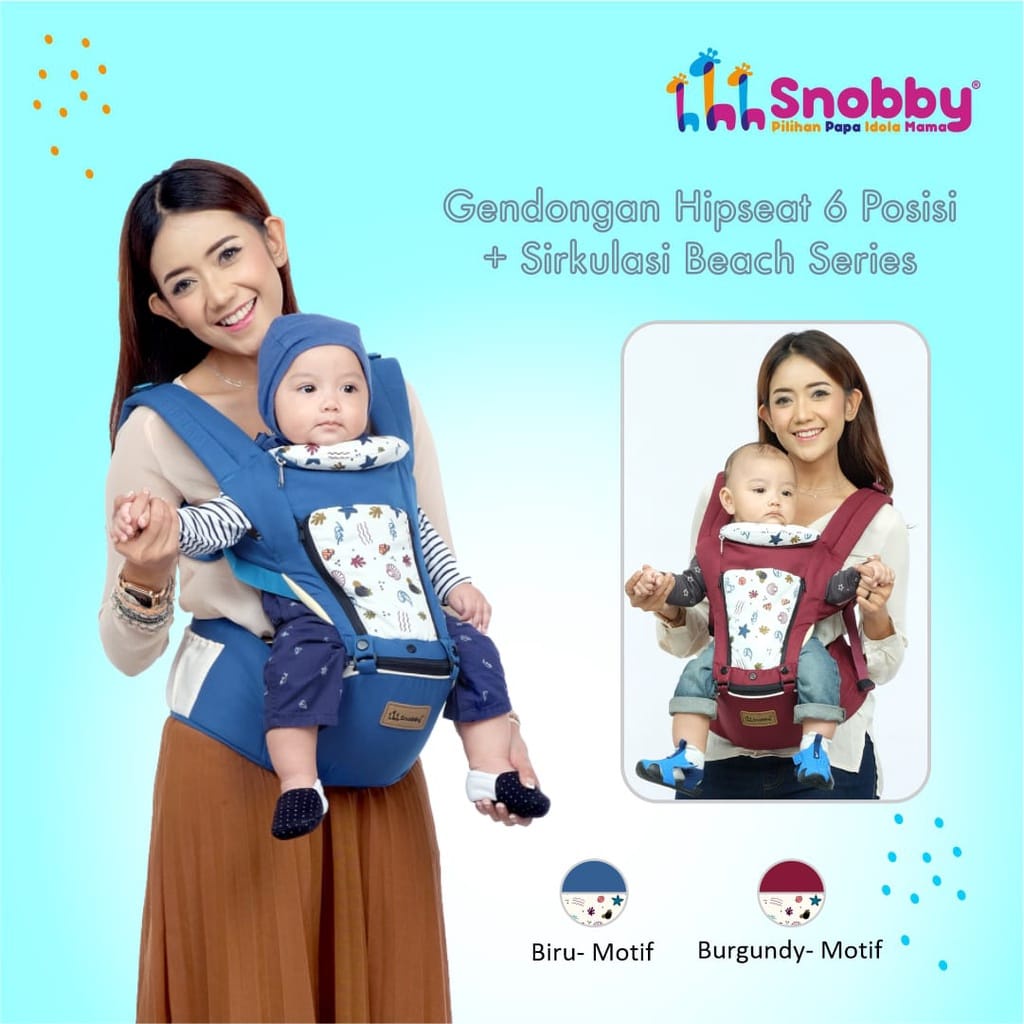 Snobby TPG7141 Gendongan Bayi Hipseat 6 Posisi + Saku Aplikasi Print Beach Series