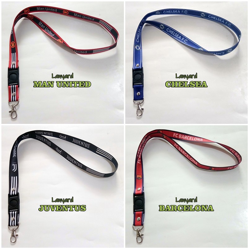 LANYARD GANTUNGAN TALI KUNCI HP ID CARD KLUB BOLA MADRID BARCA ARSENAL LIVERPOOL CHELSEA JUVE MILAN