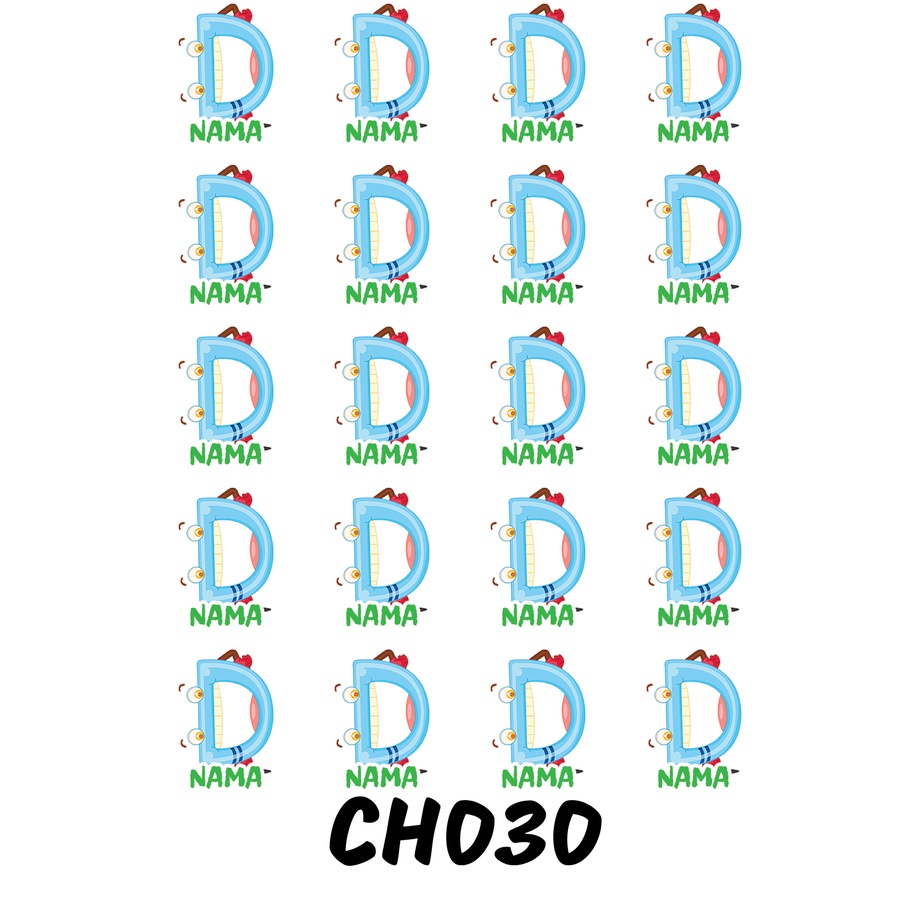 

Sticker Nama Cutting Label Waterproof Tahan Air Huruf 30 (CH030)