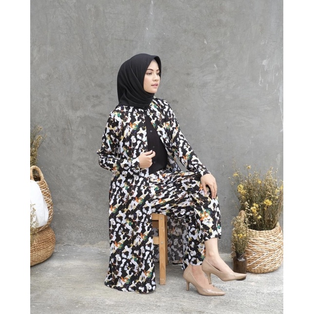 Ounadoutfit MOZAIC set outer / setelan muslim wanita / oneset outer motif wanita / set celana muslim / setelan panjang wanita