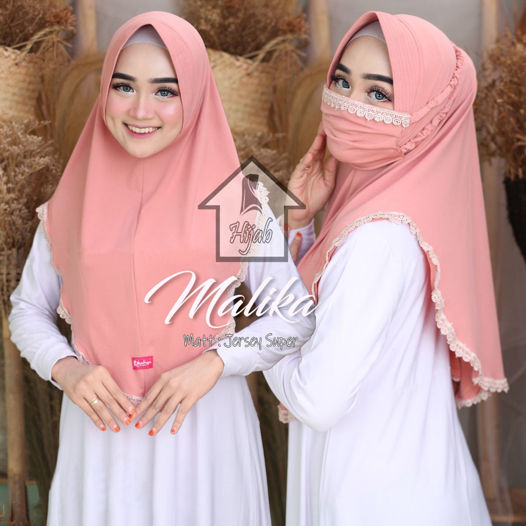 GROSIR Jilbab Instan Terbaru Hijab Masker Jersey Premium  Kerudung Masker Renda Malika RUMAH HIJA'B-4