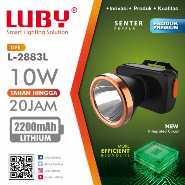 Luby L2883L Senter Kepala Super Terang / Headlamp Outdoor LED Waterproof