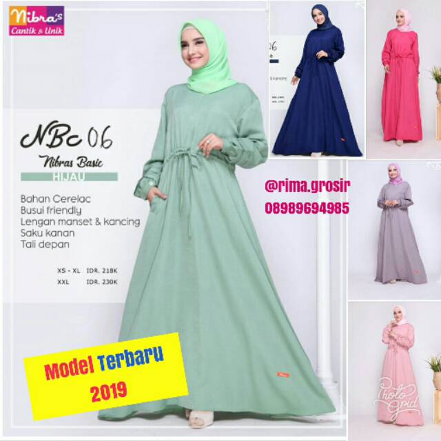 Original Terbaru 2019 Gamis Nibras Nbc 06 Dress Syari Muslimah