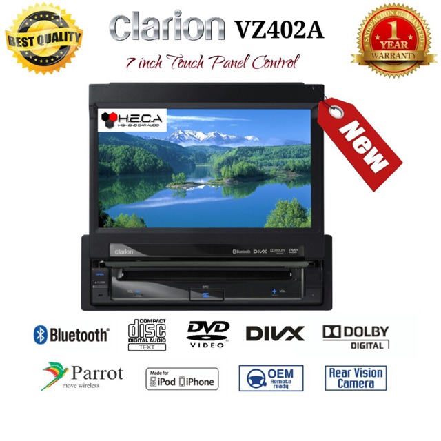 Clarion VZ402A Head Unit Single Din DVD In Dash VZ 402A Tape Mobil Audio