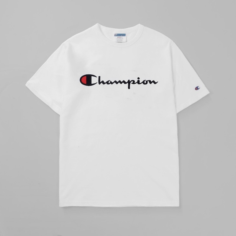 CHMPN Ss Tshirt Script Embroiderry White