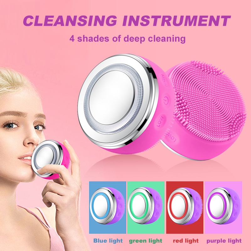 Alat Pembersih Wajah Elektrik Facial Brush Silicon Facial Cleaner Alat Pencuci Muka Empat Mode Pembersih Pijat Listrik Peduli