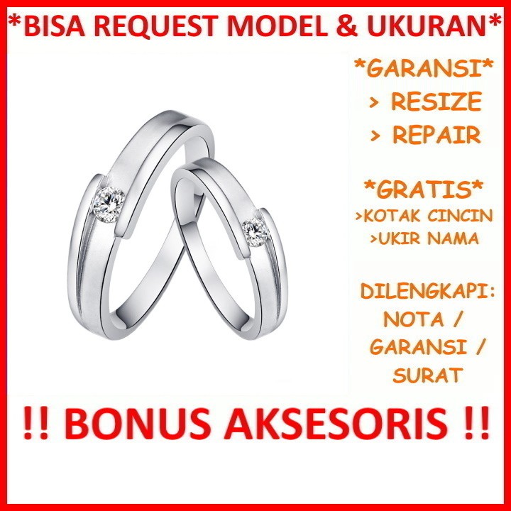 Gratis Ukir Nama Bisa Pesan Model Garansi Paladium Asli Cincin Kawin Couple Palladium Poladium ID474