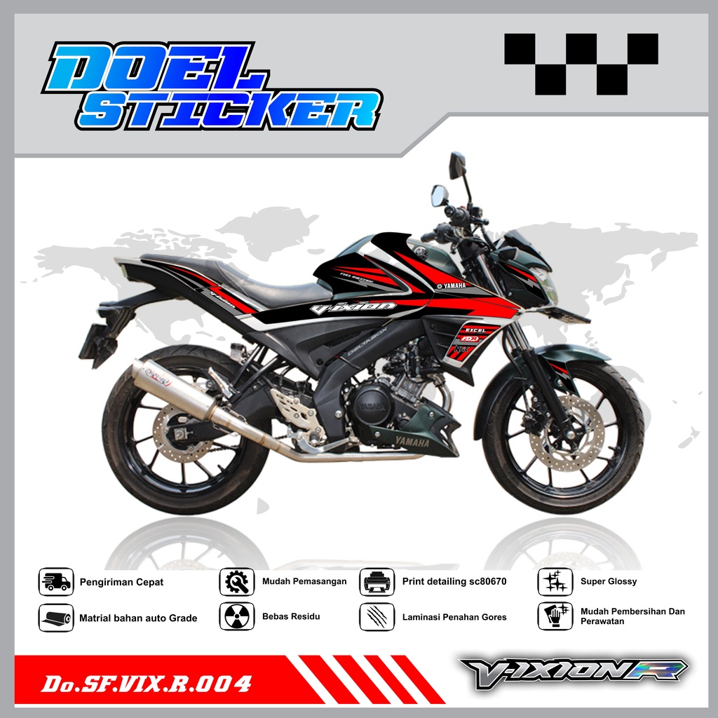 STICKER STRIPING VIXION R - STICKER STRIPING VIXION R ALL NEW 2017-2020 VARIASI HOLOGRAM/PELANGI , CROME DOEL 004