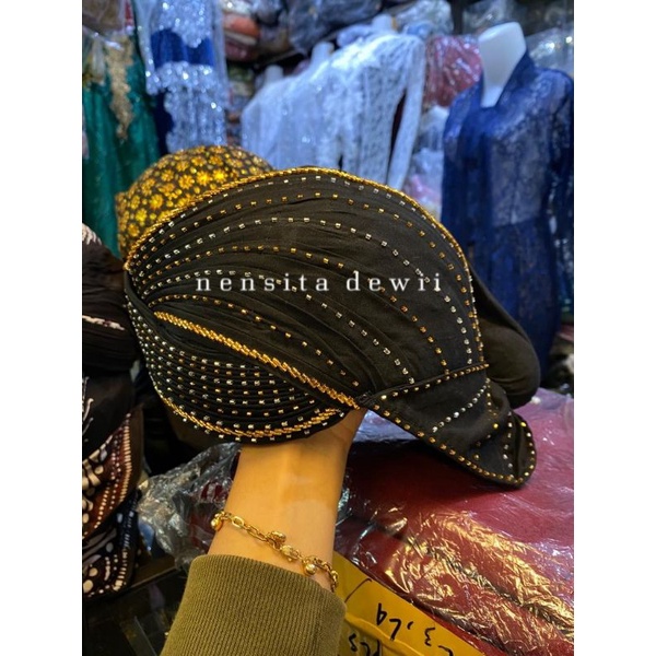 Blangkon Jogja Payet - Hitam / Full Payet Tabur