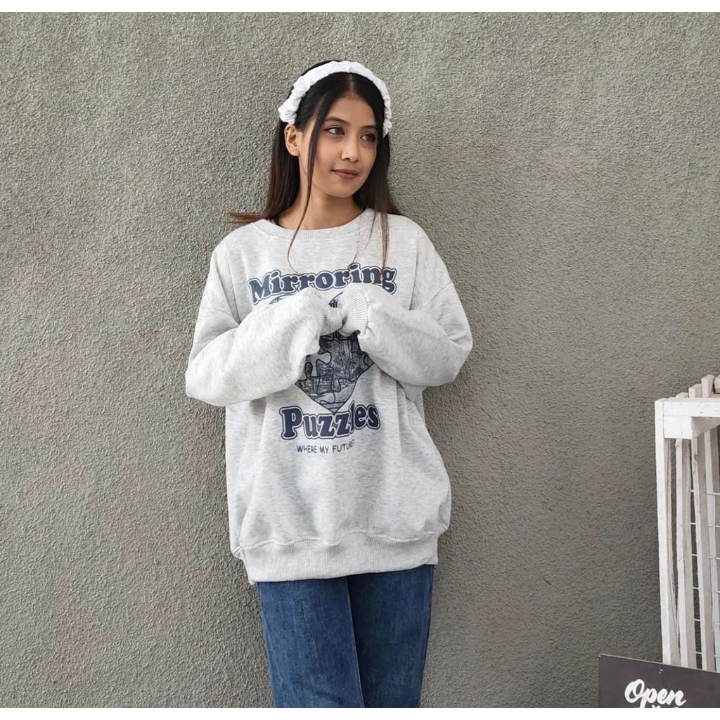 Sweater Oversize Wanita Mirroring Puzzles XXL LD 130