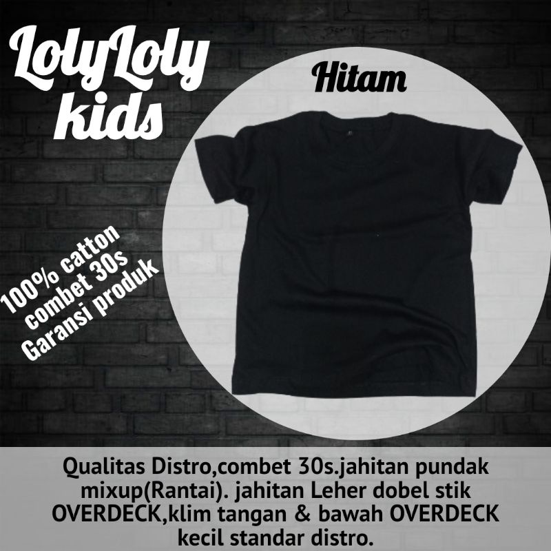 KAOS POLOS ANAK LENGAN PENDEK COTTON COMBED 30S BAJU KAOS KIDS UMUR 1-12 TAHUN