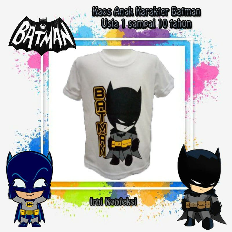 KAOS ANAK LAKI LAKI BATMAN UMUR 1-2-3-4-5-6-7-8-9-10-11-12 // ATASAN BAJU ANAK LAKI LAKI // GROSIR BAJU KAOS ANAK