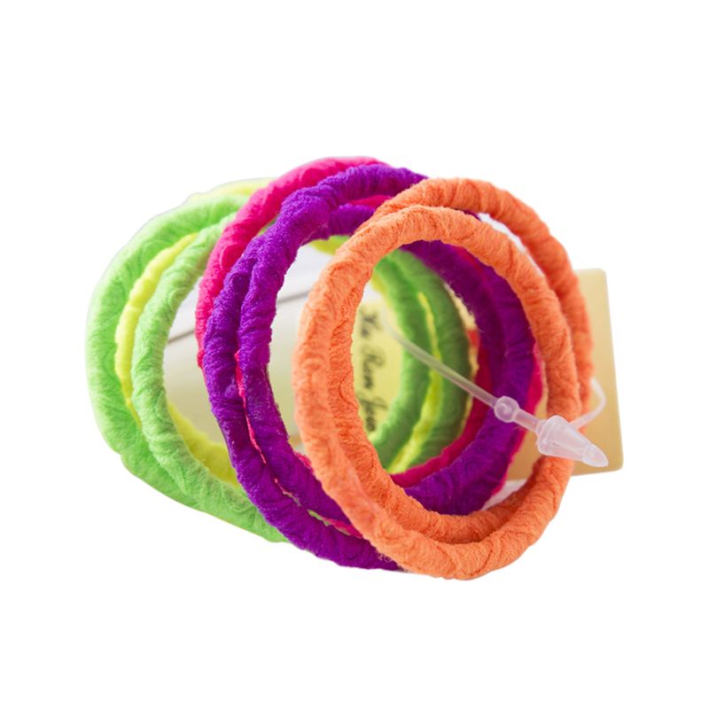 Zzz 10Pcs Anak Perempuan Karet Elastis Gelang Neon Warna-Warni Tali Rambut Bergelombang Spi