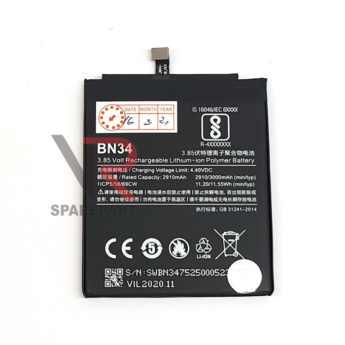 BATERAI XIAOMI REDMI 5A BN34 BATRE BATTERY