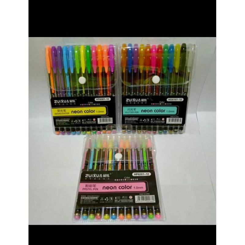 

Pulpen / Gel Pen Glitter Warna Warni neon color / pastel pen / highlighter pen / glitter pen