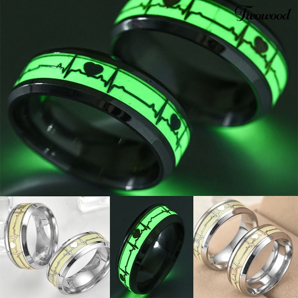 Cincin Bahan Stainless Steel Motif Detak Jantung Untuk Pernikahan