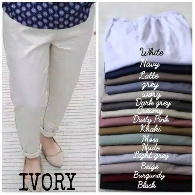 Celana Baggy Pants Warna Khaki Latte Beige Nude Ivory Dusty Pink White Navy Shopee Indonesia