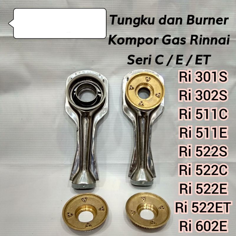 TUNGKU BURNER  , 7 CM  , Cerobong rinnai 522 SET , Kompor  , rinnai panjang dan burner -