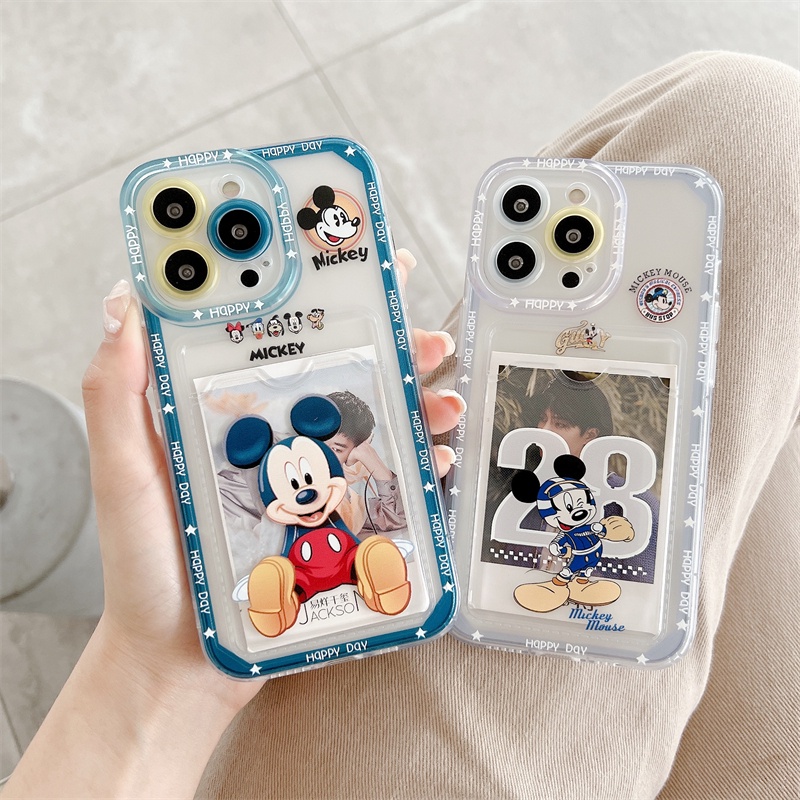 Soft Case Pelindung Lensa Transparan Motif Kartun Mickey Untuk iPhone 12 13 Pro MAX 11 X XR XS MAX 7 8 Plus