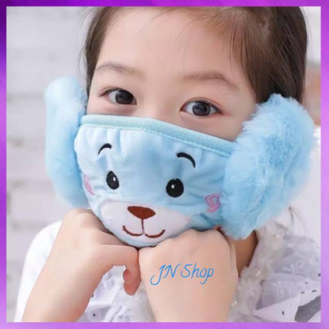 Masker Kain Bermotif Masker Penutup Mulut Telinga Anak Earmuff Masker Masker Penutup Mulut Anti Debu