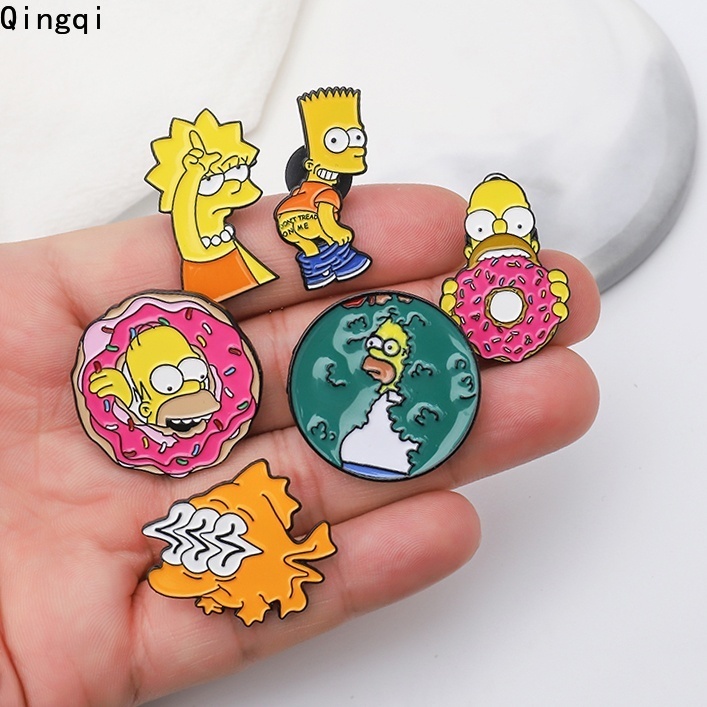 Bros Pin Enamel Desain Kartun Bart Simpson Lisa Homer TV Show Humor Untuk Hadiah Penggemar