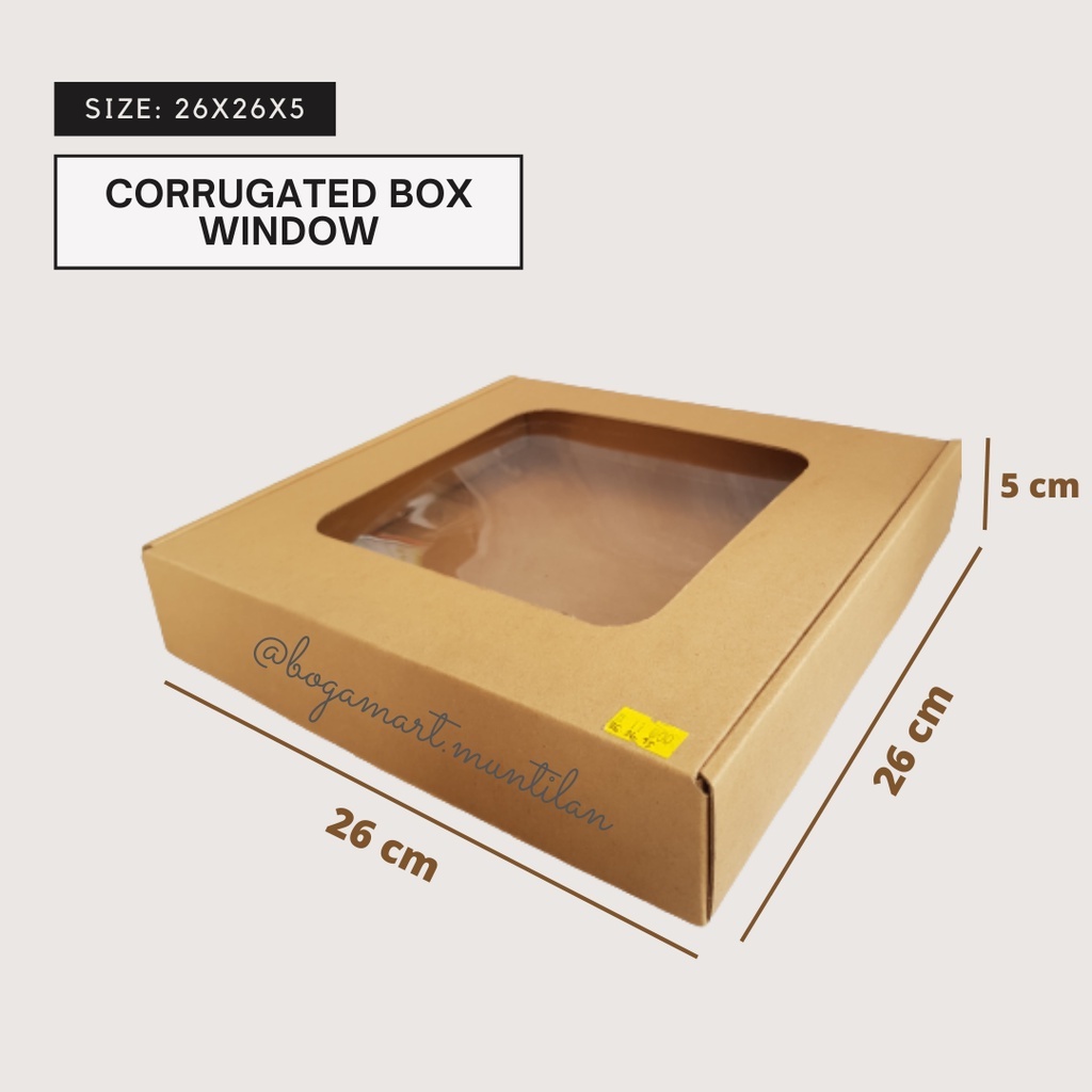 

Window Corrugated Box 26x26x5 / WIndow Box / Box Kraft Window / Cake Box / Gift Box / Souvenir Box / Hampers Box / Kardus Corrugated Window / Dus Hampers / Kardus Hampers