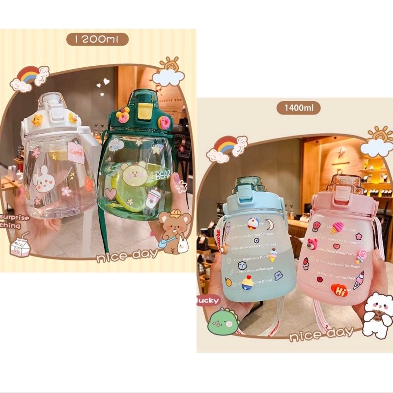 botol minum motivasi anak 1200 ml dan 1400 ml gendut