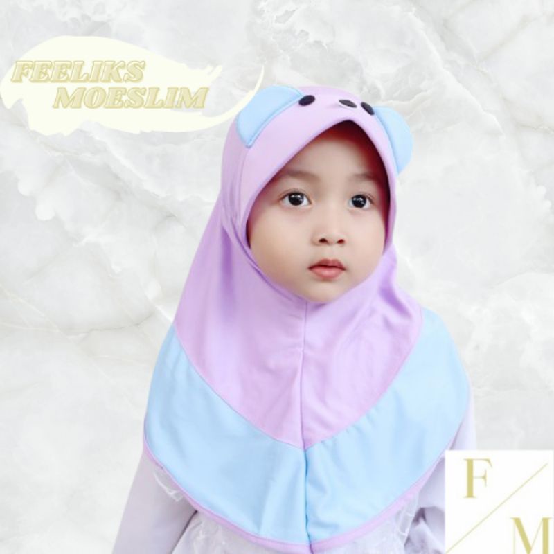 Hijab Anak Karakter Panda / Hijab nyaman lucu murah kualitas PREMIUM