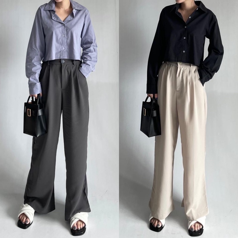 SIVALI Loose Pants Trousers Wanita - Celana Anti Kusut - Celana Kulot Wanita 3250