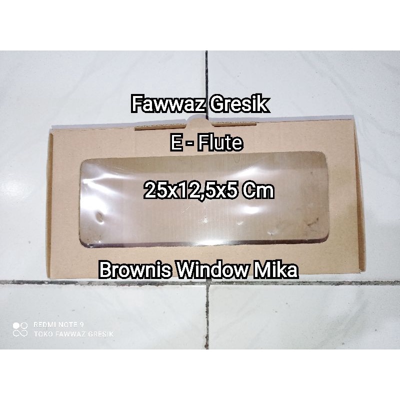 Dus Kue Karton Window, Box Flute Brownies Bolu Mika Kaca Karton Coklat Kemasan Kotak 25x12x5 cm 10pcs